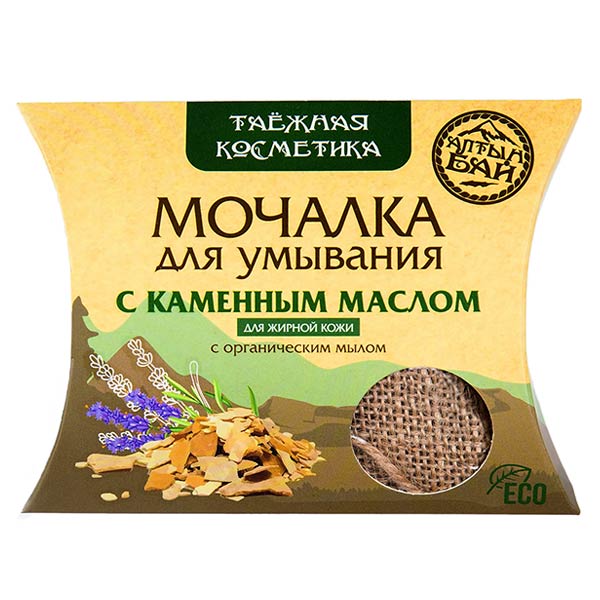 Мочалка для умывания с органическим мылом С каменным маслом (Для жирной кожи), 60 г Мочалка для умывания с органическим мылом С каменным маслом (Для жирной кожи), 60 г