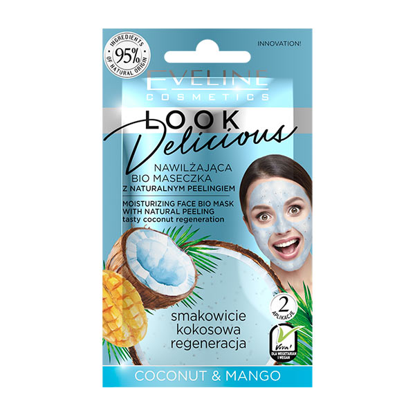 Увлажняющая bio маска для лица с натур. скрабом Coconut&Mango LOOK DELICIOUS, 10 мл