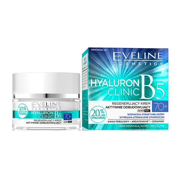 Крем-концентрат 70+ Активно восстанавливающий Регенерирующий HYALURON CLINIC B5 EVELINE, 50 мл Крем-концентрат 70+ Активно восстанавливающий Регенерирующий HYALURON CLINIC B5 EVELINE, 50 мл