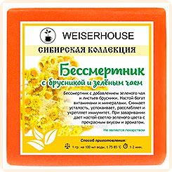 Бессмертник с брусникой и зеленым чаем Сибирская коллекция (плитка), 50 г Бессмертник с брусникой и зеленым чаем Сибирская коллекция (плитка), 50 г