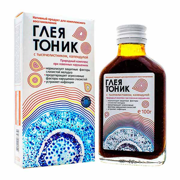 Глеятоник с тысячелистником и календулой При язвенных нарушениях, 100 мл Глеятоник с тысячелистником и календулой При язвенных нарушениях, 100 мл