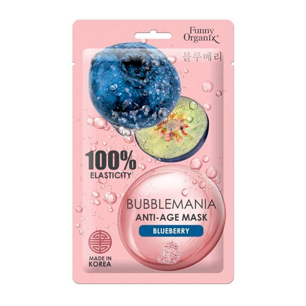 Кислородная тканевая антивозрастная маска ДИКАЯ ЧЕРНИКА BUBBLEMANIA Funny Organix, 25 г Кислородная тканевая антивозрастная маска ДИКАЯ ЧЕРНИКА BUBBLEMANIA Funny Organix, 25 г