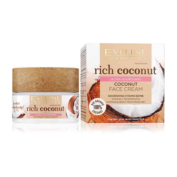 Крем для лица кокосовый Интенсивно увлажняющий RICH COCONUT EVELINE, 50 мл Крем для лица кокосовый Интенсивно увлажняющий RICH COCONUT EVELINE, 50 мл