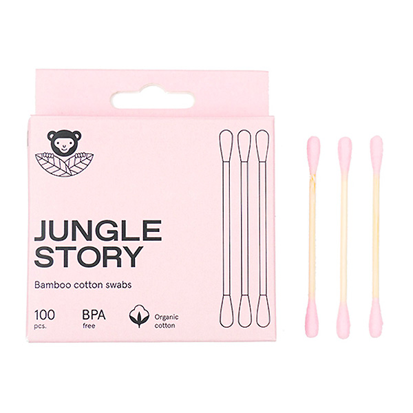 Палочки ватные, розовые Jungle Story, 100 шт. Палочки ватные, розовые Jungle Story, 100 шт.