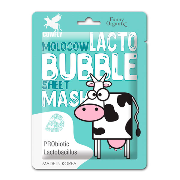 Маска тканевая Пузырьковая воздушная с пребиотиком LACTO BUBBLE MOLOCOW Funny Organix, 25 г Маска тканевая Пузырьковая воздушная с пребиотиком LACTO BUBBLE MOLOCOW Funny Organix, 25 г