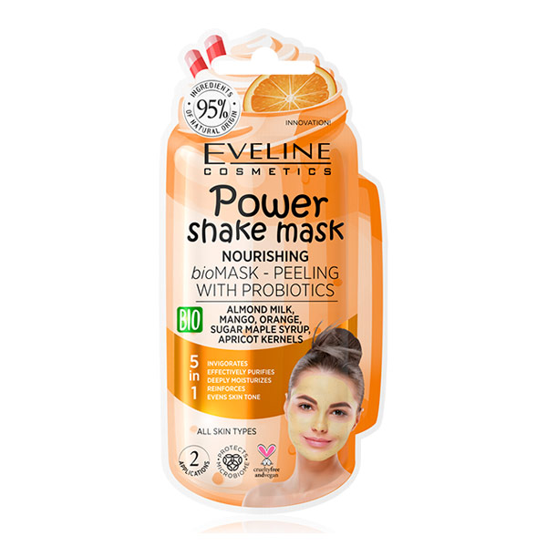 Питательная bio маска-пилинг с пробиотиками POWER SHAKE MASK EVELINE, 10 мл Питательная bio маска-пилинг с пробиотиками POWER SHAKE MASK EVELINE, 10 мл