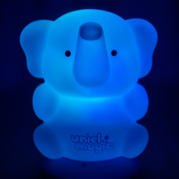 Светильник-ночник аккумуляторный Слоненок на голубой подставке 