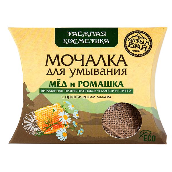 Мочалка для умывания с органическим мылом Мёд и ромашка (Витаминная), 60 г Мочалка для умывания с органическим мылом Мёд и ромашка (Витаминная), 60 г