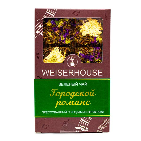 Чай зеленый с кусочками персика, яблока, изюма, ягодами барбариса ГОРОДСКОЙ РОМАНС (плитка), 75 г Чай зеленый с кусочками персика, яблока, изюма, ягодами барбариса ГОРОДСКОЙ РОМАНС (плитка), 75 г