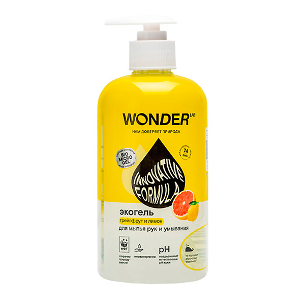 Экогель для мытья рук и умывания Грейпфрут и лимон WONDER LAB, 500 мл Экогель для мытья рук и умывания Грейпфрут и лимон WONDER LAB, 500 мл