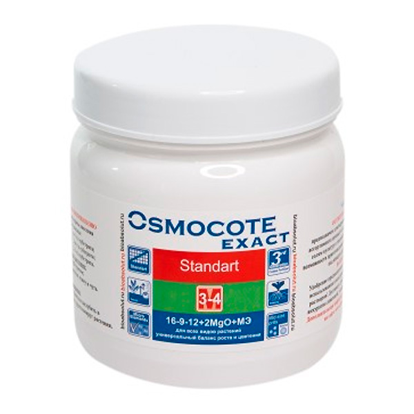 Удобрение Osmocote (Осмокот) Exact Standard 3-4 месяца, Формула NPK 16-9-12+2MgO+МЭ, 0,5 кг