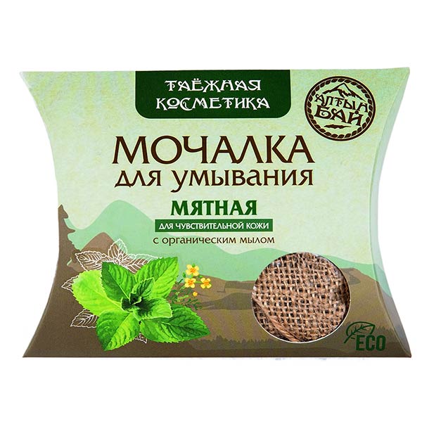 Мочалка для умывания с органическим мылом Мятная (Для чувствительной кожи), 60 г Мочалка для умывания с органическим мылом Мятная (Для чувствительной кожи), 60 г