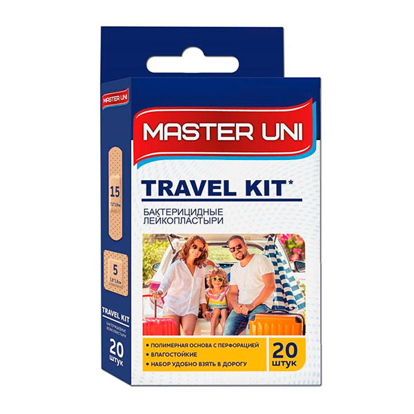 Лейкопластырь Master Uni Travel Kit бактерицидный Дорожный, 20 шт. Лейкопластырь Master Uni Travel Kit бактерицидный Дорожный, 20 шт.