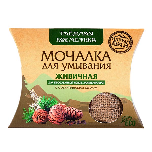 Мочалка для умывания с органическим мылом Живичная (Заживляющая), 60 г Мочалка для умывания с органическим мылом Живичная (Заживляющая), 60 г